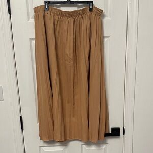 SHEIN Tan A-Line Pleated Skirt